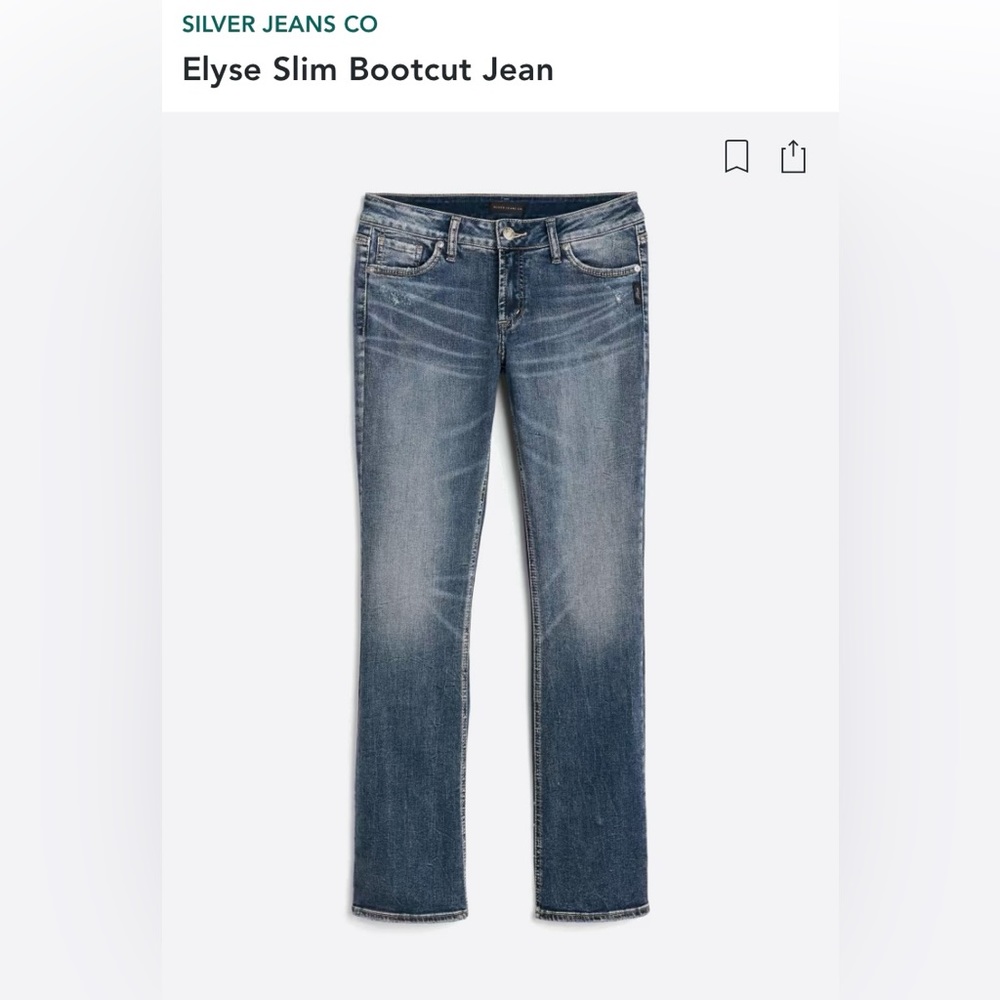 Silver Jeans Co Elyse Slim Bootcut Jean | 12P 29” inseam | Indigo